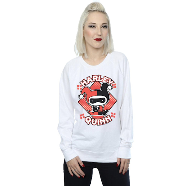 DC Comics Dam/Kvinnor Chibi Harley Quinn Badge Sweatshirt XL White XL