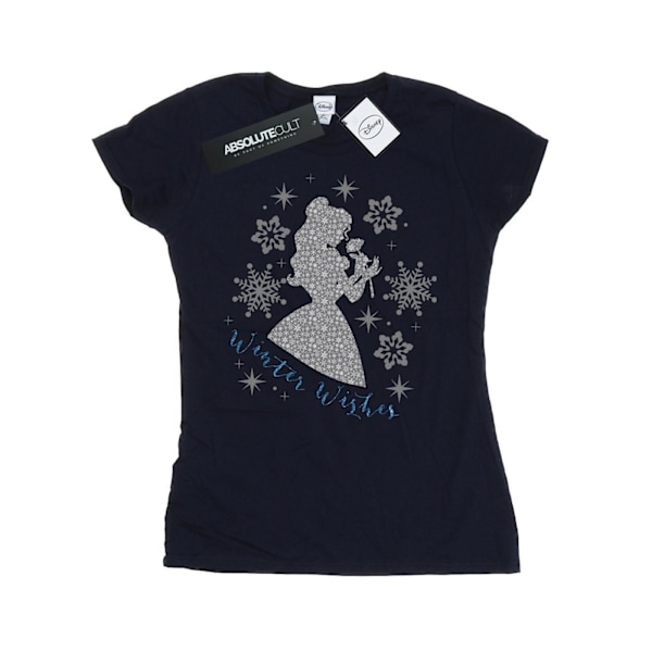 Disney Princess Dam/Damer Belle Vinter Silhouette Bomull T-Shirt Navy Blue S