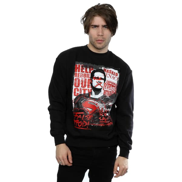DC Comics Herr Batman v Superman False God Tröja L Svart Black L