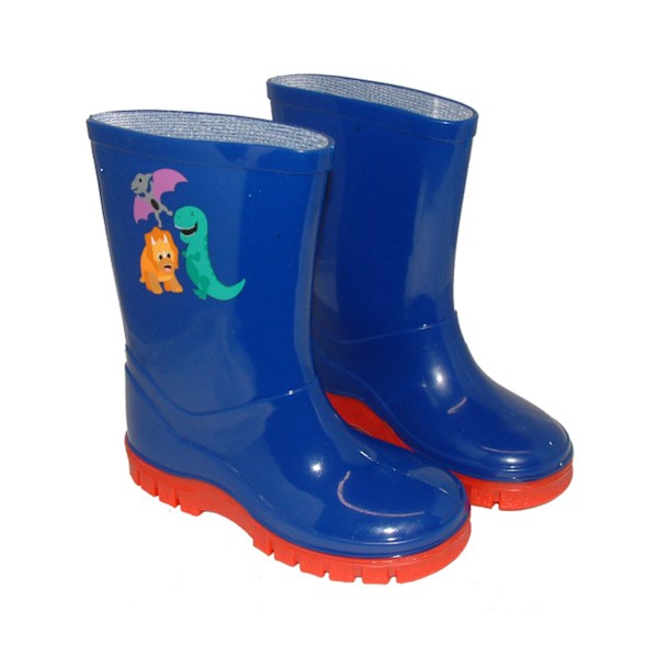 StormWells Pojkar Dinosaurie Wellington Stövlar 4 UK Barn Marinblå Navy 4 UK Child
