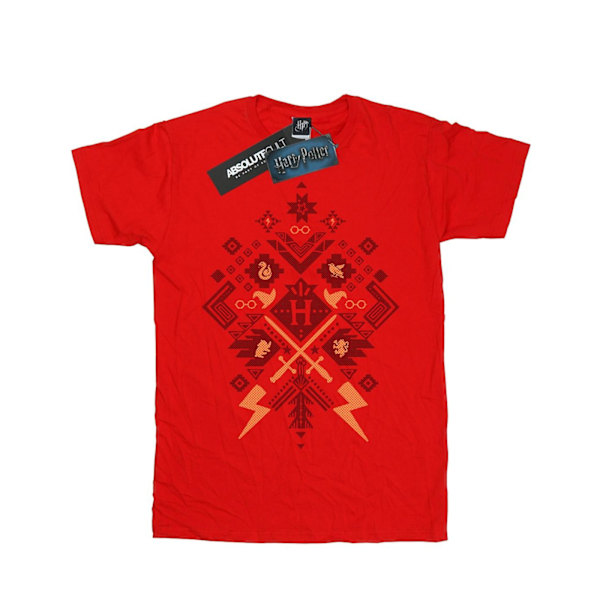 Harry Potter Pojkar Jul Fair Isle T-shirt 7-8 år Röd Red 7-8 Years