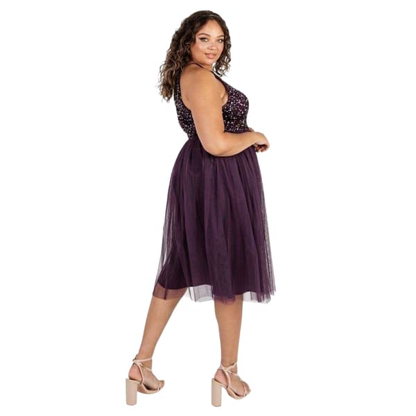 Maya Deluxe Dam De Bardot Off-the-Shoulder Midiklänning Berry 10 UK