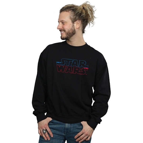 Star Wars Herr Sweatshirt med Ljussabel-logotyp 4XL Svart Black 4XL