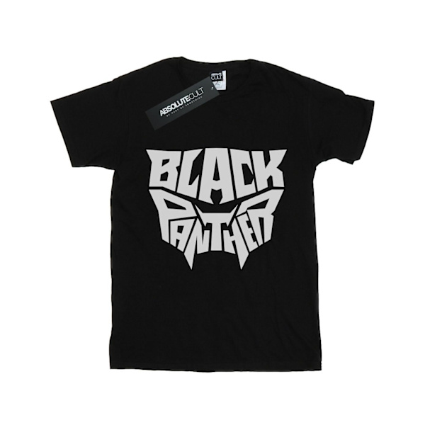 Marvel Girls Black Panther Worded Emblem Bomull T-shirt 5-6 år Black 5-6 Years