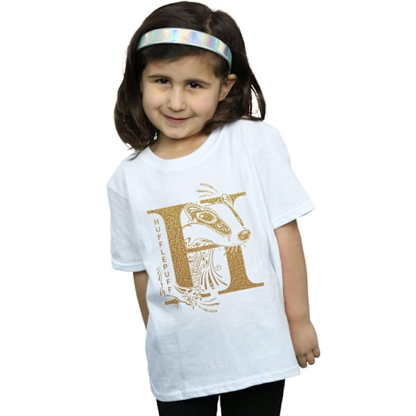 Harry Potter flickor Hufflepuff glitter bomull T-shirt 7-8 år White 7-8 Years