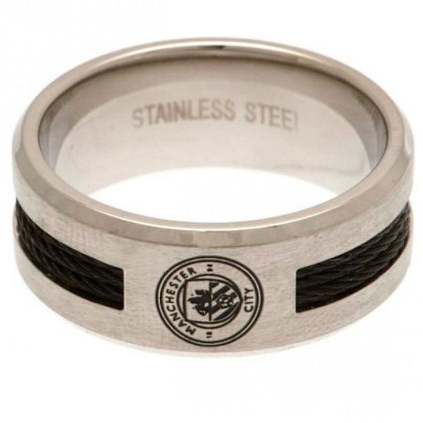 Manchester City FC Svart Inlay Ring Liten Silver Silver Small