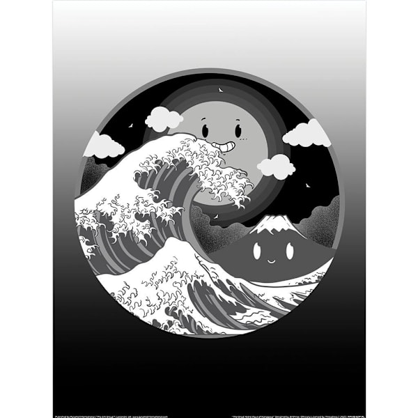 Artthree Wave Of Kanagawa Retro Print 40cm x 30cm Svart/Vit Black/White 40cm x 30cm