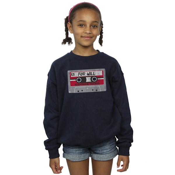 Netflix Girls Stranger Things Kassett För Will Sweatshirt 12-1 Navy Blue 12-13 Years