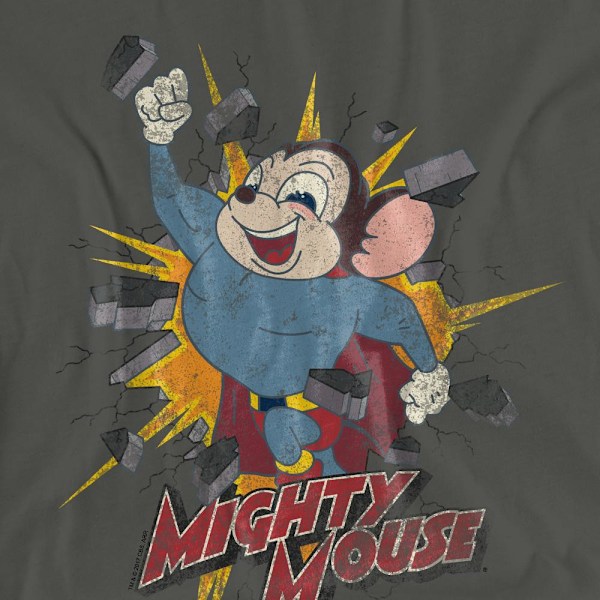 Mighty Mouse Unisex Vuxen Break Through T-Shirt S Kolgrå Charcoal S