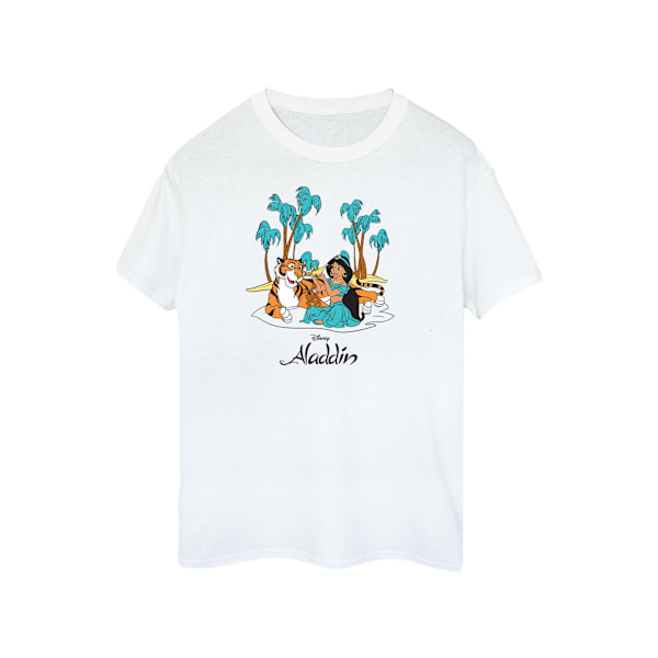 Disney Dam/Damer Aladdin Jasmine Abu Rajah Strand Bomull Pojkvän T-shirt White M