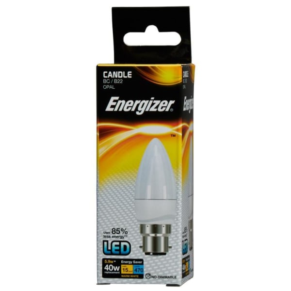 Energizer LED-ljus 470lm Opal 5,9w glödlampa B22 2700k One S White One Size