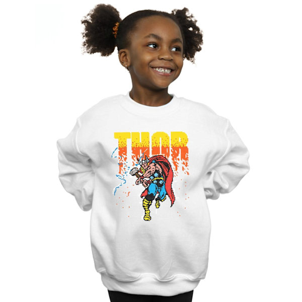 Marvel Girls Thor Pixelated Sweatshirt 7-8 år Vit White 7-8 Years