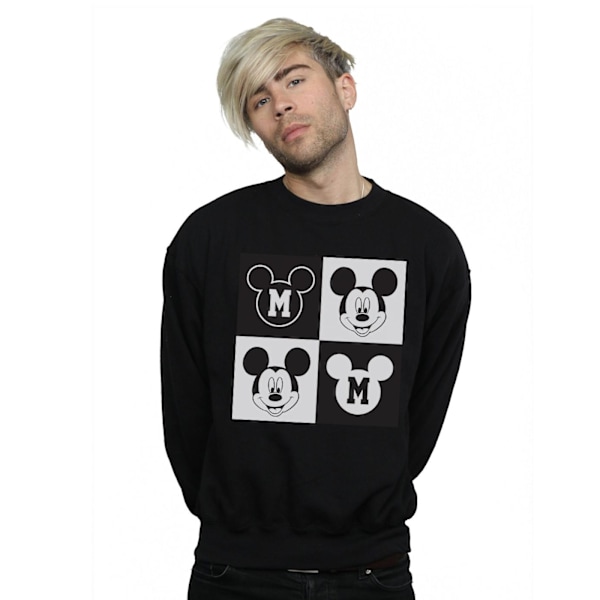 Disney Herr Mickey Mouse Smiling Squares Sweatshirt XXL Svart Black XXL