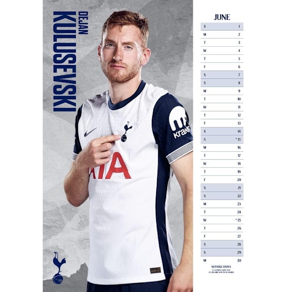 Tottenham Hotspur FC Väggkalender 2025 A3 Storlek Mörkblå/Vit Dark Blue/White One Size
