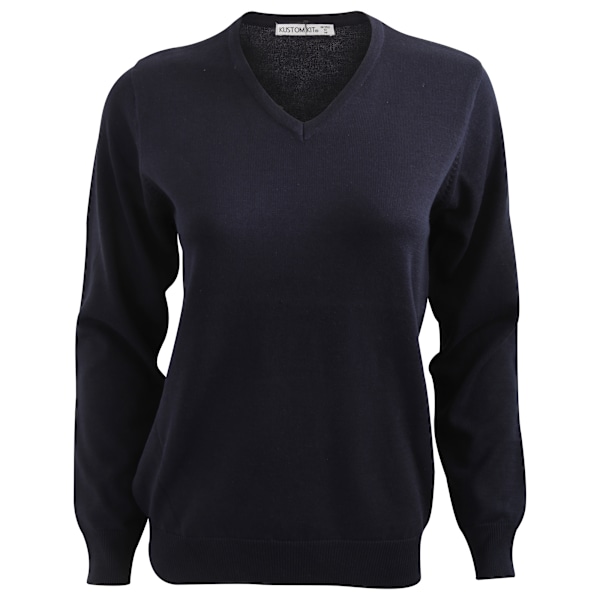Kustom Kit Dam Arundel Långärmad V-ringad Tröja 12 UK Marinblå Navy Blue 12 UK