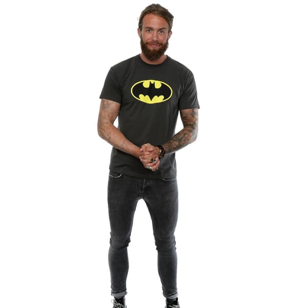 DC Comics Herr Batman Logotyp T-shirt M Ljus Grafit Light Graphite M