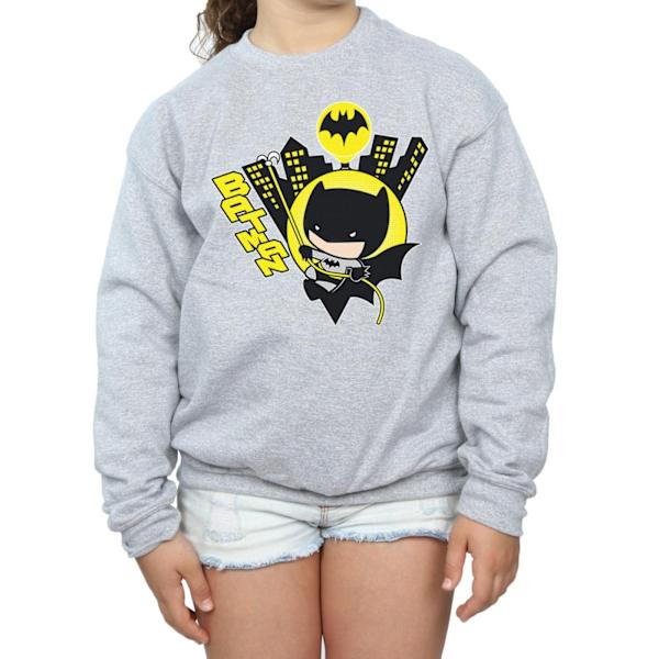 DC Comics Girls Chibi Batman Swinging Sweatshirt 9-11 år Spo Sports Grey 9-11 Years
