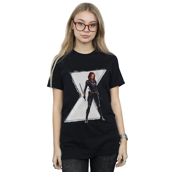 Marvel Womens/Ladies Black Widow Movie Natasha Logo Bomull Boyf Black M