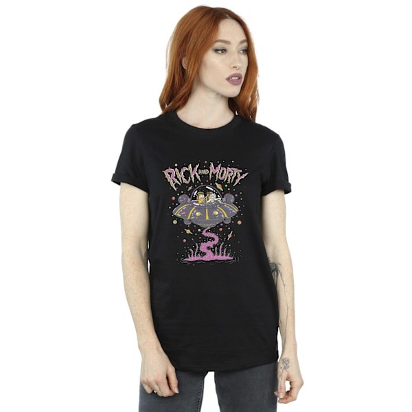 Rick And Morty Dam/Damer Rosa Rymdskepp Bomull Boyfriend T-shirt Black M