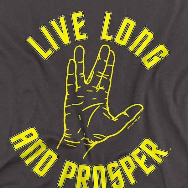 Star Trek Unisex Vuxen Live Long Hand T-Shirt M Kolgrå Charcoal M