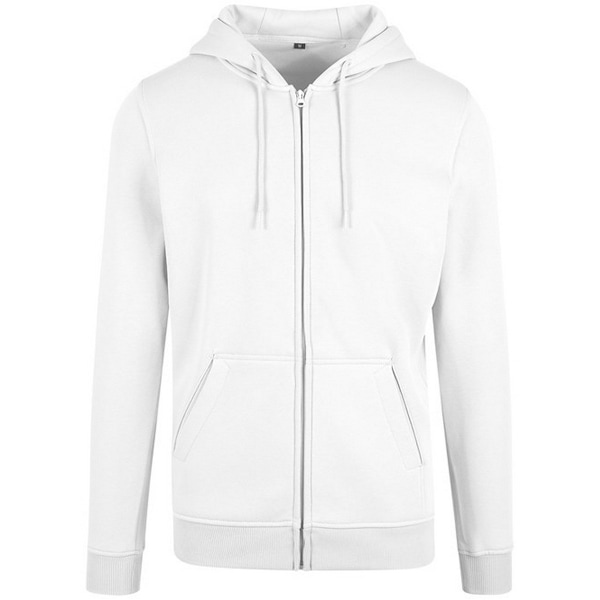 Build Your Brand Herr Heavy Zip Up Hoodie S Vit White S
