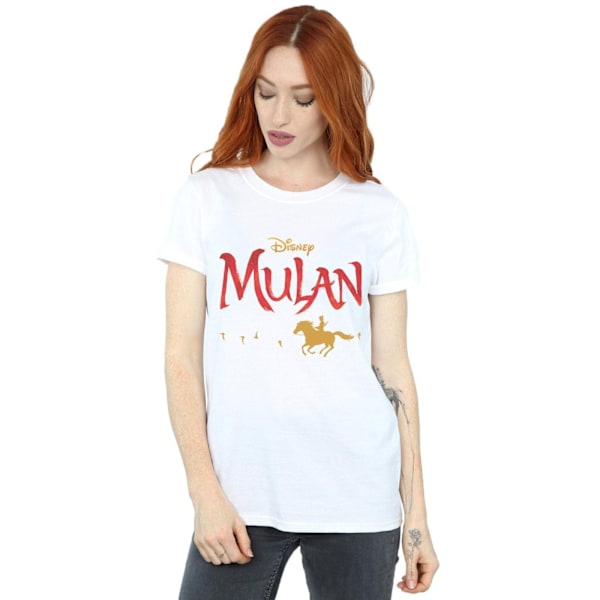 Disney Dam/Kvinnor Mulan Filmlogotyp Bomull Boyfriend T-shirt White M