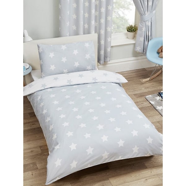 Bedding & Beyond Stars Påslakan Set Dubbel Grå/Vit Grey/White Double