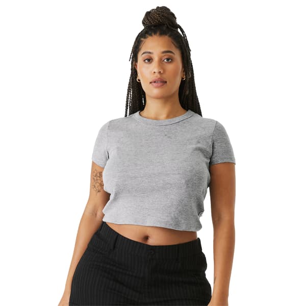Bella + Canvas Dam/Damer Heather Micro-Rib Crop Top M Athle Athletic Grey M