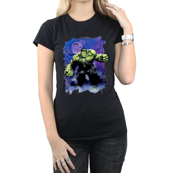 Marvel Dam/Kvinnor Hulk Halloween Spöklik Skog Bomull T-Shir Black L