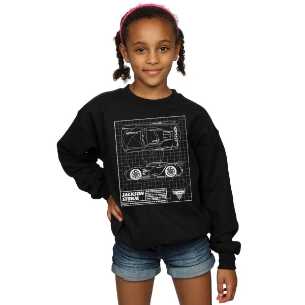 Disney Girls Cars Jackson Storm Blueprint Sweatshirt 7-8 år Black 7-8 Years