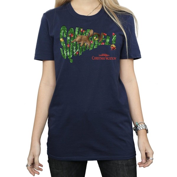 National Lampoon's Christmas Vacation Dam/Damer Ekorre Träd Bomull Pojkvän T-Shirt M Marinblå Navy Blue M