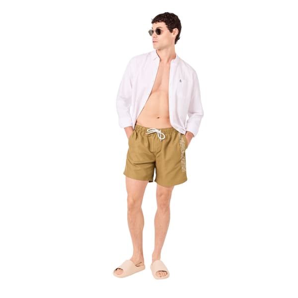 Original Penguin Herr Logo Badshorts XL Olivgrön Olive Branch XL