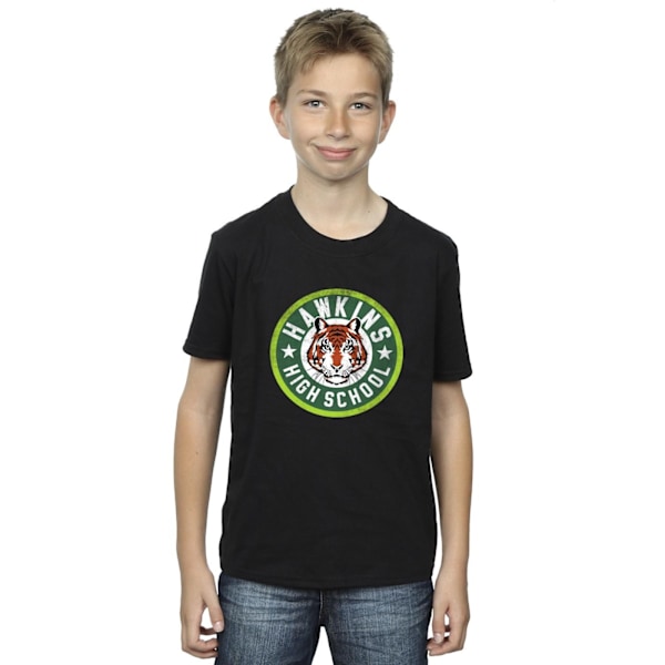 Netflix Boys Stranger Things Hawkins Tiger Circle T-Shirt 12-13 Black 12-13 Years