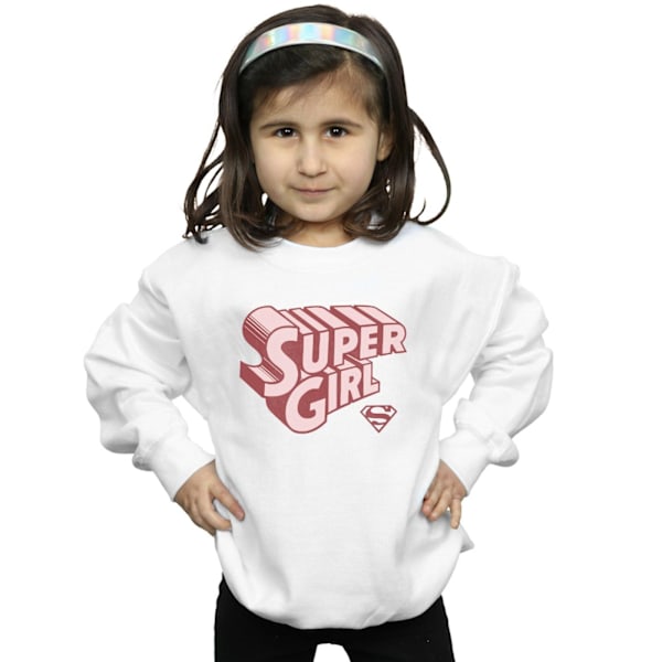 DC Comics Girls Supergirl Retro Logo Sweatshirt 7-8 år Vit White 7-8 Years