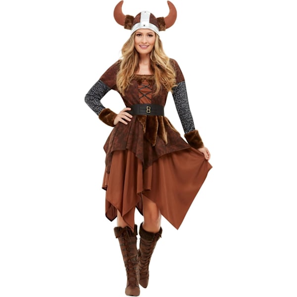 Smiffys Dam/Dam Viking Barbarisk Drottning Kostymset S Brun Brown S