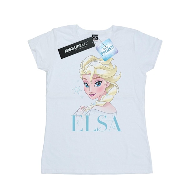 Disney Dam/Kvinnor Frozen Elsa Snöflinga Porträtt Bomull T-shirt White XXL