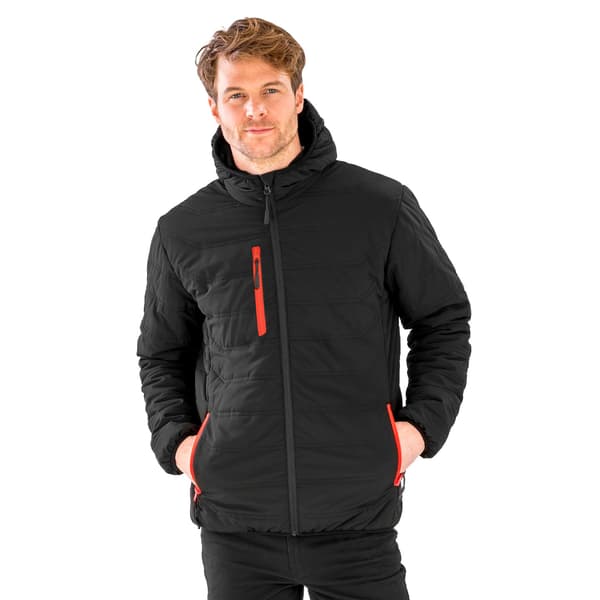 Result Genuine Recycled Mens Compass Padded Jacket S Black/Red Black/Red S