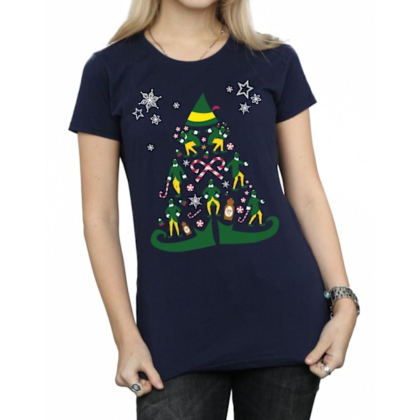 Elf Dam/Damer Julgran Bomull T-shirt M Marinblå Navy Blue M