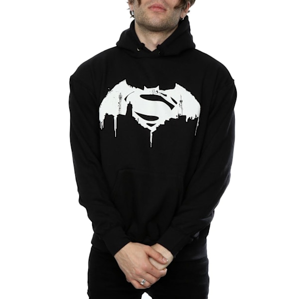 DC Comics Herr Batman v Superman Beaten Logo Hoodie M Svart Black M