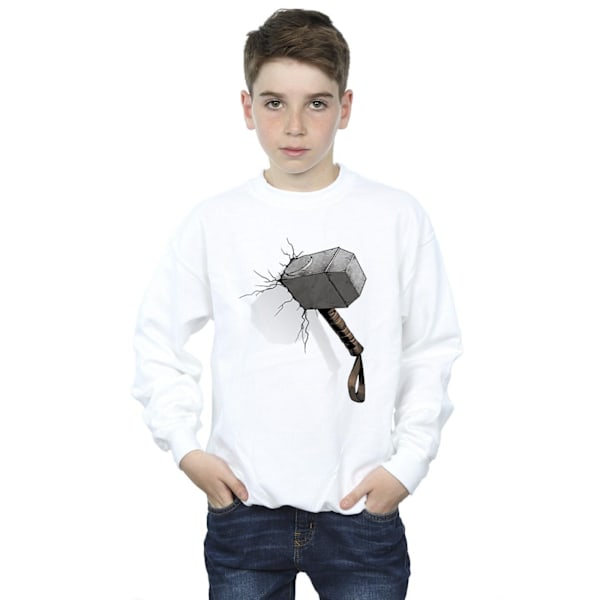 Marvel Universe Boys Thor Hammer Crack Sweatshirt 7-8 år Vit White 7-8 Years