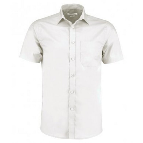Kustom Kit Herr Kortärmad Skräddarsydd Poplin Shirt 15,5 Vit White 15.5