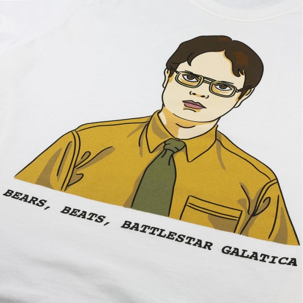 The Office Mens Bears Dwight Schrute T-Shirt S Vit White S