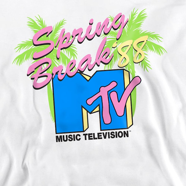 MTV Unisex Vuxen Spring Break Neon Palm Trees Sweatshirt S Vit White S