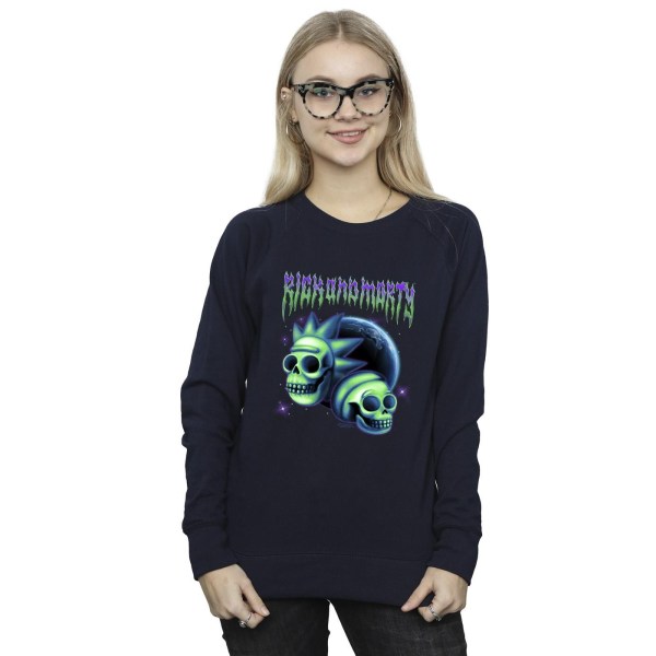 Rick And Morty Dam/Kvinnor Space Skull Sweatshirt L Marinblå Navy Blue L
