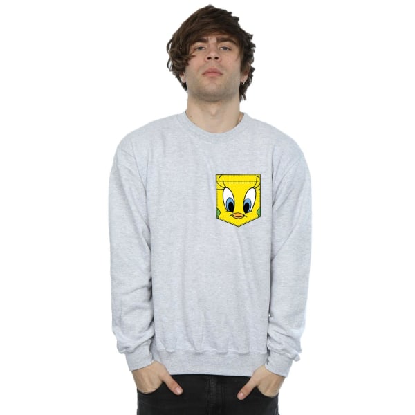 Looney Tunes Tweety Pie Face Faux Pocket Sweatshirt M Spor Sports Grey M