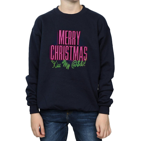 National Lampoon's Christmas Vacation Boys Kiss My Ass Sweatshirt Navy Blue 7-8 Years