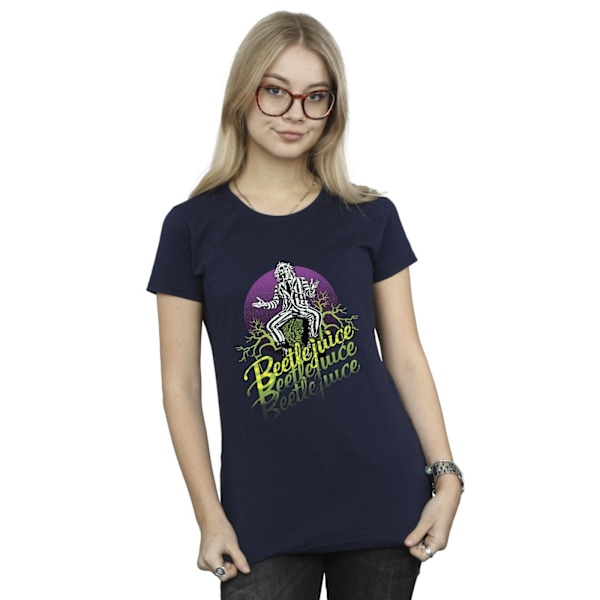 Beetlejuice Dam/Kvinnor Lila Cirkel Bomull T-shirt XL Marinblå Navy Blue XL