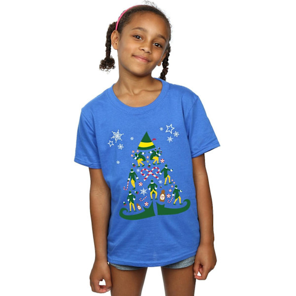 Elf Girls Julgran Bomull T-shirt 5-6 År Royal Blue Royal Blue 5-6 Years