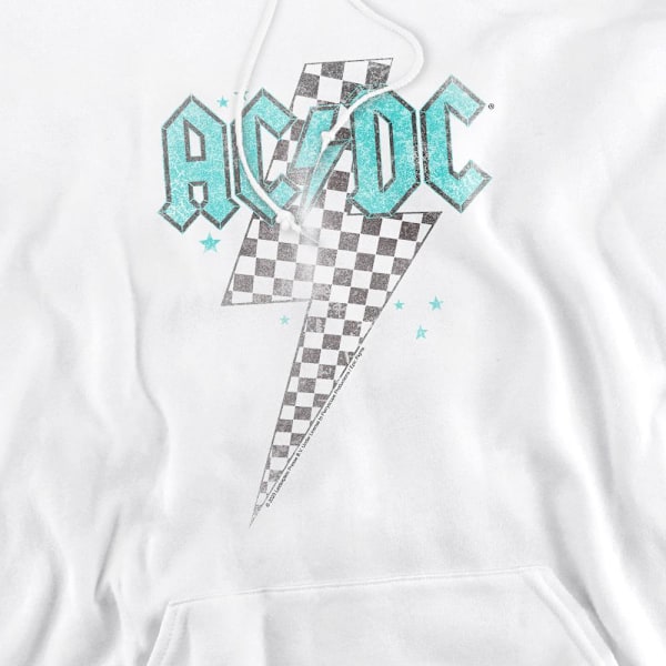 AC/DC Herr Skewed Checkerboard Bolt Hoodie XL Vit White XL