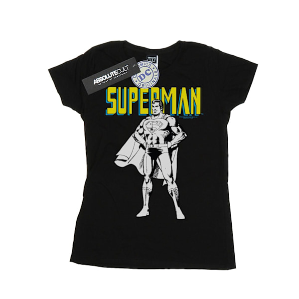 DC Comics Dam/Kvinnor Superman Mono Action Pose Bomull T-Shir Black XXL